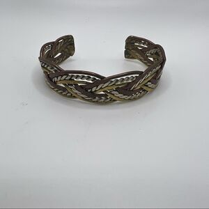 Silver Toned Gold Tone Copper Toned Twisted Rope Metal Cuff Fashion Bracelet